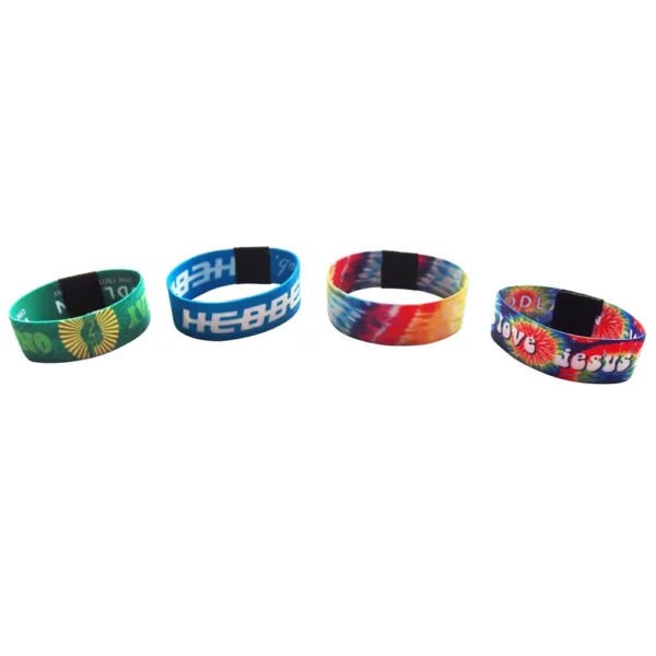 Custom elastic fabric wristbands with vibrant double-sided sublimation
