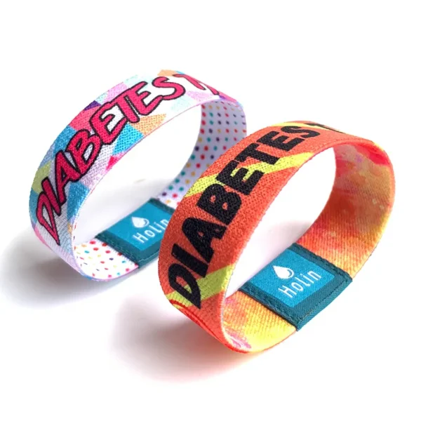 Comfortable and stretchy wristbands with woven logo tag